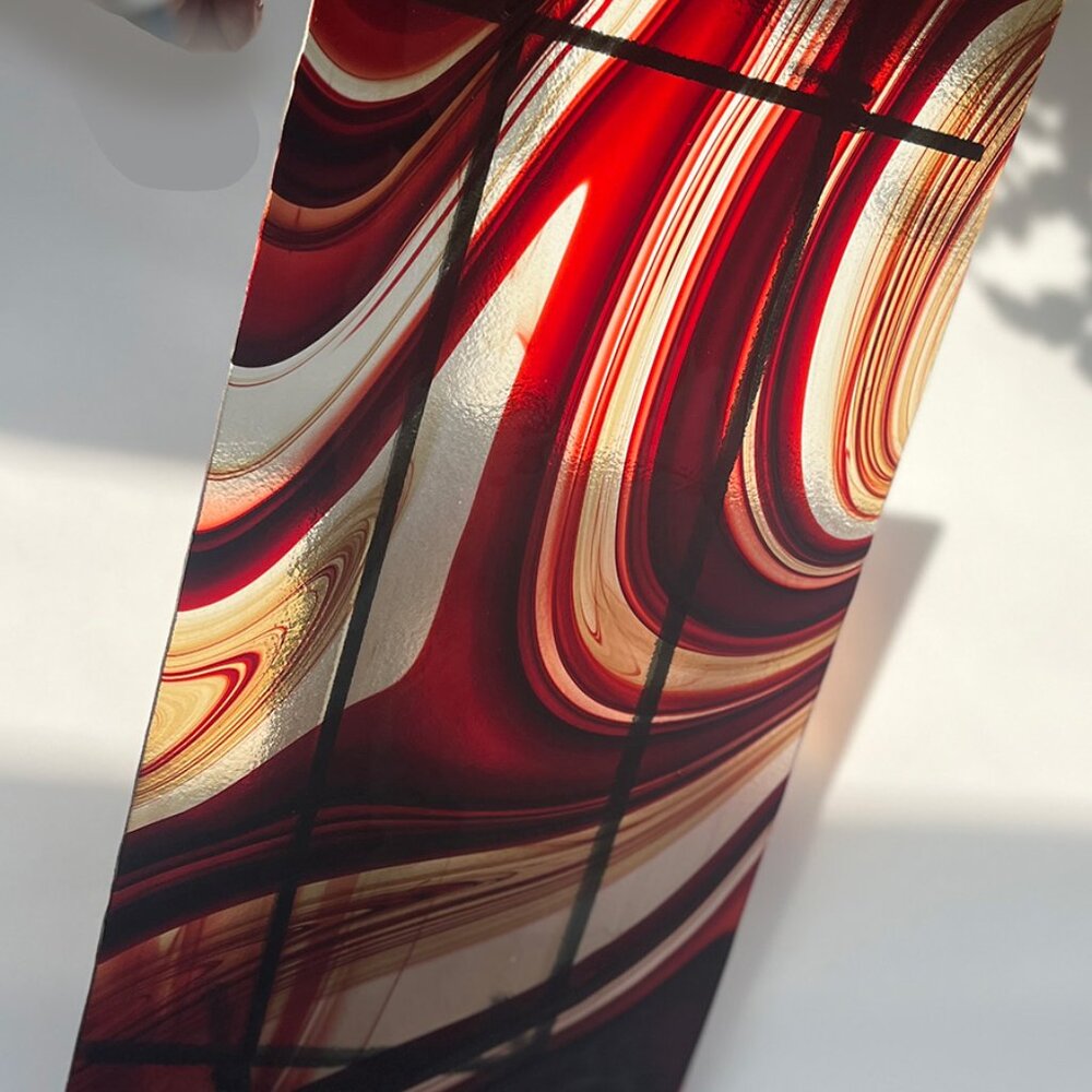 Glass Serving Tray, Abstract Design, Art at 17” Long! - Picture 4 of 11